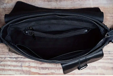 Men's Genuine Leather Crossbody Bag Top Layer Cowhide Chest Bag Large Capacity Satchel Multifunction Diagonal Shoulder Bag For Outdoor Sports Travel Work Flip Messenger Bag