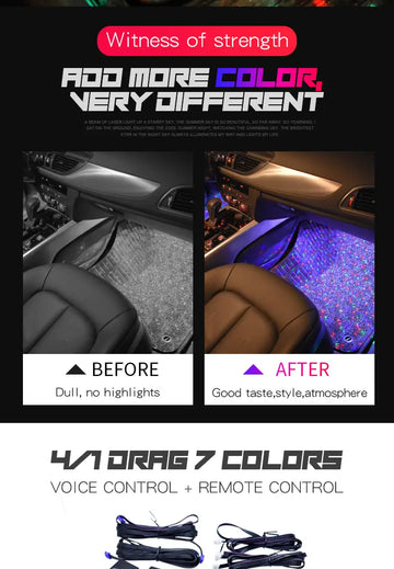 Decorative Lamp LED Car Foot Light Ambient With USB Wireless Remote Music Control RGB Interior Atmosphere Lamp