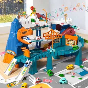 Race Track Car Garage Parking Adventure Toy Gifts For 3 4 5 6 7 8 9 Years Old Boys Girls Toddlers, Preschool Car Games Gift Toys For Kids Vehicle Playsets