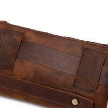 Casual Vintage Genuine Leather Waist Bag, Slim Mobile Phone Bag, Retro Crossbody Bag