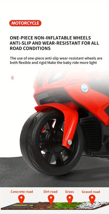 Children's Electric Motorcycle, Baby Riding Toys, Three-wheel Motorcycle, Rechargeable Children's Toys, Suitable For 1-7 Years Old Baby