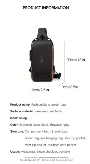Secure Your Belongings with this Stylish Men's Multisport Anti-Theft Shoulder Messenger Bag