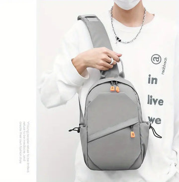 Men's Nylon Crossbody Chest Bag With Cushion Strap, Multifunctional Sling Bag For Outdoor Sports Travel