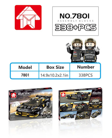 338PCS Building Blocks, Speed Champion Racing Car Model Kits, Collectible Sports Car Construction Toy Vehicle, Building Car Toys Gift For Kids Boys Girls