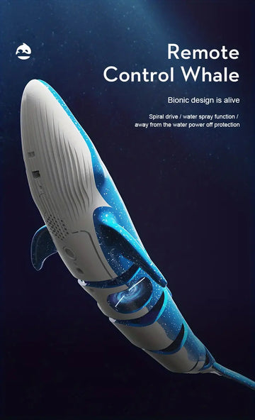 Simulated Remote Control Diving Whale Can Dive Out Of The Water, Move Forward Turn Left And Turn Right, Children's Toy, Spiral Drive, Water Spray Function, Water Protection Power Failure Protection