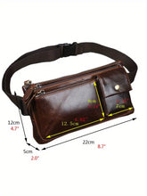 Casual Vintage Genuine Leather Waist Bag, Slim Mobile Phone Bag, Retro Crossbody Bag