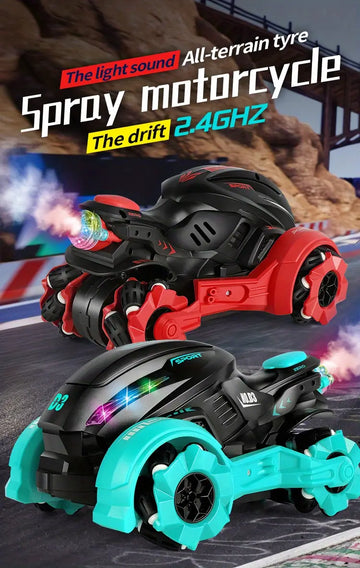 Stunt Spray Motorcycle Drift Spin High Speed Sideway Usb Charging Off-road Rc Car Kids Toy Car