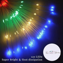 4pcs Solar Plug Strip Remote Control Outdoor Fireworks Lights Single 120pcs LED Copper Wire Waterproof Christmas Easter Holiday,Balcony Garden Aisle Patio Trail Lawn Fireworks Lights (Color)