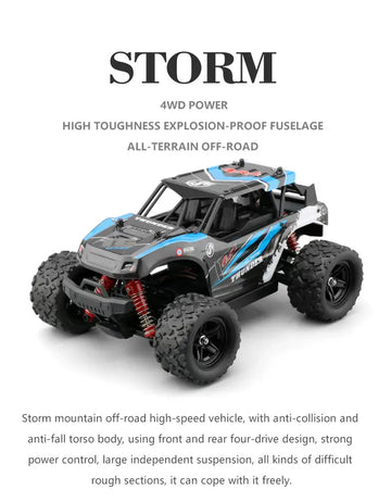 RC Car 1:18 Remote Control Car 4WD Waterproof Drift Off-Road Cars With 2 Rechargeable Batteries, New Upgraded Brush Motor, Christmas Birthday Gift For Boys And Girls