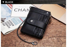 RFID Men Wallets Slim Leather Bifold Hasp Vintage Short Male Purse Coin Pouch Multi-functional Cards Wallet Designer Chain Bag