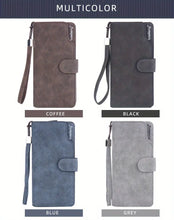 Men's Casual Frosted PU Leather Long Wallet With Card Slots, Zipper Buckle Clutch Wallet