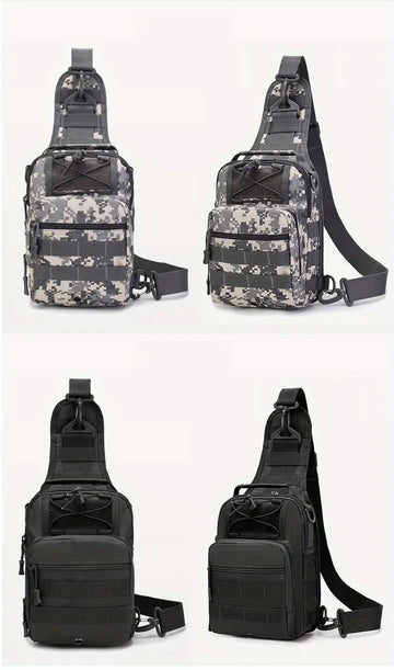 Men's Outdoor Tactical Crossbody Bag, Multi-functional Camouflage Chest Bag With Detachable Shoulder Strap For Outdoor Camping Hiking Travel
