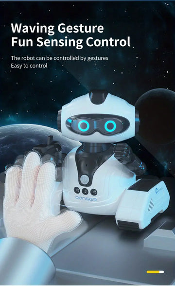 Remote Control Electric Robot，Programming Recording 360-degree Ground Rotating Gesture Sensing Robot，Educational DIY RC Robot Remote， Children's Interactive Science And Education Toy