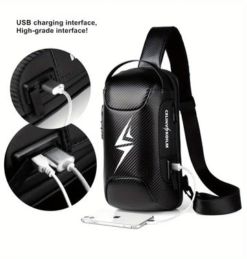 Secure & Stylish Men's Waterproof Chest Bag - Perfect for Travel & Motorcycle Rides!