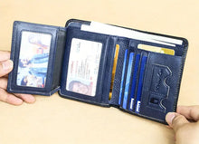 Genuine Leather Rfid Wallets For Men Vintage Thin Short Multi Function ID Credit Card Holder Money Bag Give Gifts To Men On Valentine's Day
