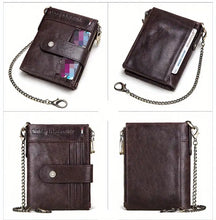 RFID Men Wallets Slim Leather Bifold Hasp Vintage Short Male Purse Coin Pouch Multi-functional Cards Wallet Designer Chain Bag