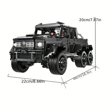 Black Pickup G63 6X6 MOC Building Blocks And Engineering Toy, Adult Collectible Model Cars Kits To Build, 1:8 Scale Truck Model (3300 Pieces)