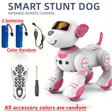 Upgrade Dual Electric Version Remote Control Robot Dog Stunt Pet Dog Electric Remote Control Model Electronic Toy Gesture Sensing Follow-up Flip Machine Dog (All Accessories Random Color)