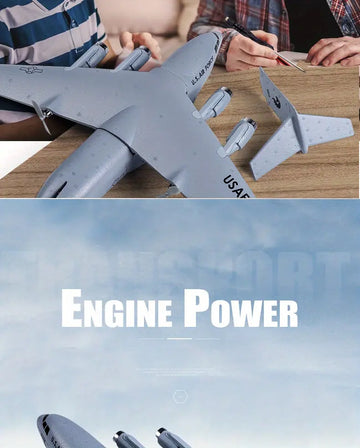 Remote-controlled Aircraft C17 Large Transport Aircraft For Children, DIY Model For Primary School Students, Fighter Anti-fall Foam Glider Toys For Boys
