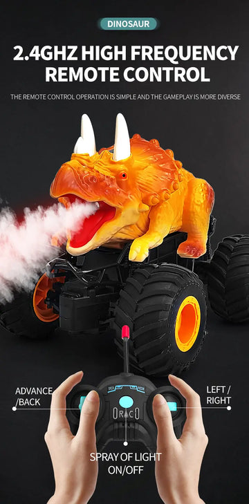 New Dinosaur Spray Off-road Vehicle Cartoon Simulation Smoke Special Effects Four-wheel Drive Power Outdoor Drift Stunt Car