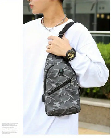 Stay Protected & Charged On-the-Go: Waterproof Crossbody Chest Bag With USB Charging & Earphone Hole