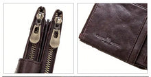 RFID Men Wallets Slim Leather Bifold Hasp Vintage Short Male Purse Coin Pouch Multi-functional Cards Wallet Designer Chain Bag