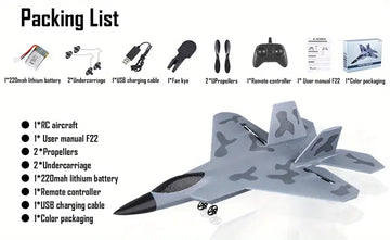 RC Plane Remote Control F-22 Fighter Raptor Airplane With Lights, 2.4Ghz 2CH Foam Glider,Easy To Fly Aircraft Toy For Kids And Beginners