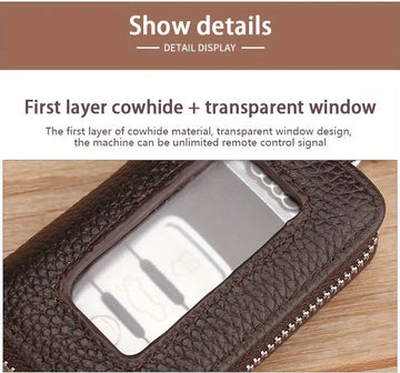 Leather Car Key Case Business Key Shell Waist Hanging Zipper Key Protection Case Car Key Leather Case Smart One-button Start Remote Control Key Case