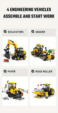 City Engineering Construction Vehicle Model Building Blocks Kits Grader Paver Road Rollers Excavators Car Truck Assembly Bricks Kids Toys Boys Birthday Gifts