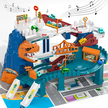 Race Track Car Garage Parking Adventure Toy Gifts For 3 4 5 6 7 8 9 Years Old Boys Girls Toddlers, Preschool Car Games Gift Toys For Kids Vehicle Playsets