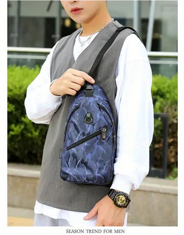 Stay Protected & Charged On-the-Go: Waterproof Crossbody Chest Bag With USB Charging & Earphone Hole