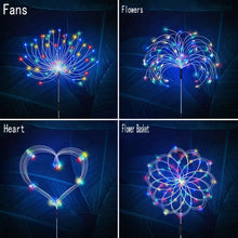 4pcs Solar Plug Strip Remote Control Outdoor Fireworks Lights Single 120pcs LED Copper Wire Waterproof Christmas Easter Holiday,Balcony Garden Aisle Patio Trail Lawn Fireworks Lights (Color)