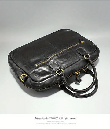 Premium Genuine Leather Men's Briefcase - American Retro Business Casual Bag for the Modern Man