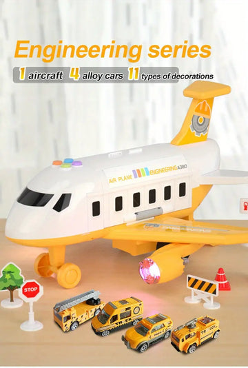 Toy Airplane For Children, Boys, With Puzzle And Durable Large Alloy Car,With Track And Transformable Model, Perfect For Birthday Gifts