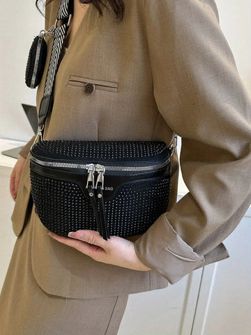 Chest Bag Waist Bag Women's Men's Bag Simple Fashion Simple Water Drill Shoulder Bag Diagonal Bag Saddle Bag