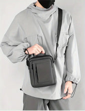 Men's Casual Vertical Small Square Shoulder Bag, Waterproof Nylon Multi-layer Zipper Handbag Crossbody Bag