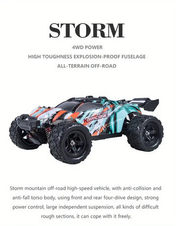 1:18 Scale High Speed 4WD Truck With Powerful Motor, All Terrain Available, 36km/h Racing, Waterproof Design, Strong Motor, Children's Day Gift For Boys And Girls