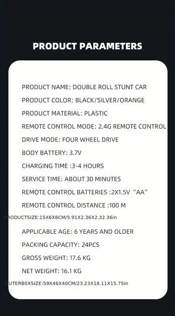 Remote Control Car, 2.4GHz Electric Racing Stunt Car, Double-sided 360 ° Rolling Rotation, LED Headlights RC 4WD High-speed Off-road 3 4 5 6 7 8 12 Year Old Boy Toy