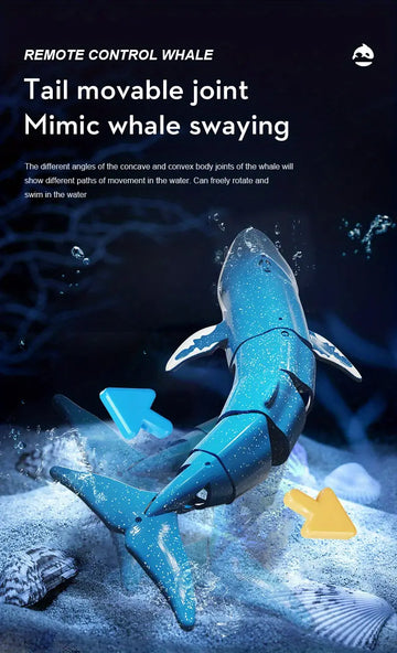 Simulated Remote Control Diving Whale Can Dive Out Of The Water, Move Forward Turn Left And Turn Right, Children's Toy, Spiral Drive, Water Spray Function, Water Protection Power Failure Protection