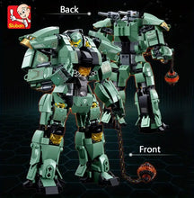 Sluban 542pcs Green Warrior Robot With Chain Hammer Building Blocks Toys, Robot Battle Armor Assembling Educational Toys, Christmas Gifts For Kids (No Box)