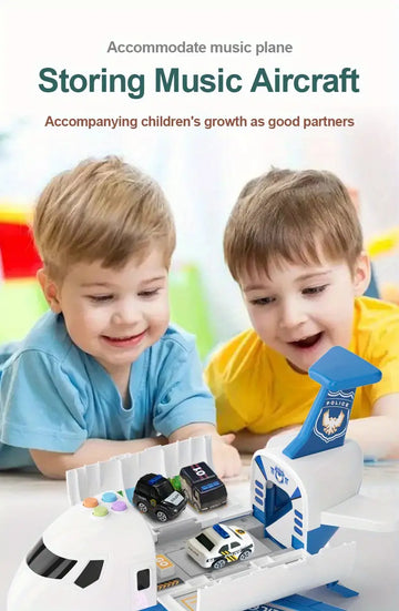 Toy Airplane For Children, Boys, With Puzzle And Durable Large Alloy Car,With Track And Transformable Model, Perfect For Birthday Gifts