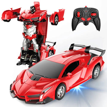 2.4Ghz Long Distance Remote Control Car 1:18 Scale Model Racing Car,  With One-Button Deformation, 360°Drifting, Transforming Car , Transforming  Robot RC Car,  For 8+Years Boys Kids