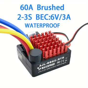 1pc Original 6860 60A Brushed Electronic Speed Controller ESC For 1:10 RC Car Waterproof Remote Control Toy Car Suitable For 370 380 390 540 550 Carbon Brush Motor