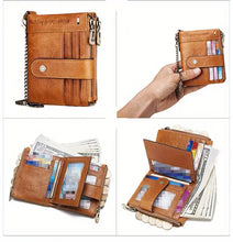 RFID Men Wallets Slim Leather Bifold Hasp Vintage Short Male Purse Coin Pouch Multi-functional Cards Wallet Designer Chain Bag