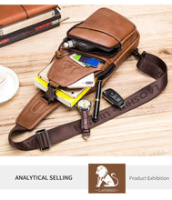Men's Leather Chest Bag - Fashionable, Wear-Resistant & Large Capacity for Sports & Messaging