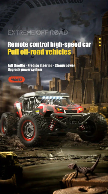 1:16 Electric Four-wheel Drive Off-road Truck Desert Truck Full-scale Stepless Speed Bigfoot Monster 38KM Children's Toy Gift LED High-brightness Car Light Carbon Brush High-speed Car