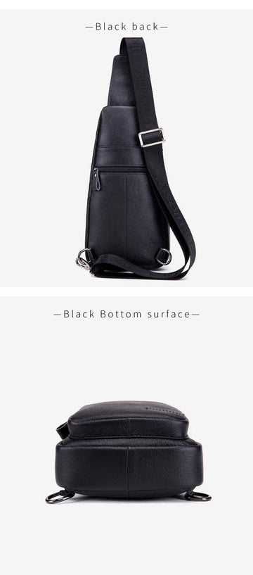 Men's Leather Chest Bag - Fashionable, Wear-Resistant & Large Capacity for Sports & Messaging
