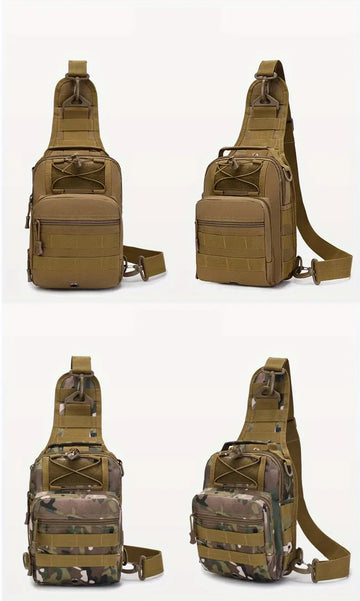 Men's Outdoor Tactical Crossbody Bag, Multi-functional Camouflage Chest Bag With Detachable Shoulder Strap For Outdoor Camping Hiking Travel