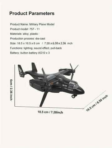 Alloy Helicopter Model Toy With Pullback Mode, Light And Sound Effects, Osprey Transport Plane Toy Model, Alloy Die-cast Airplane Model, Boy's Airplane Toys, Child Gifts