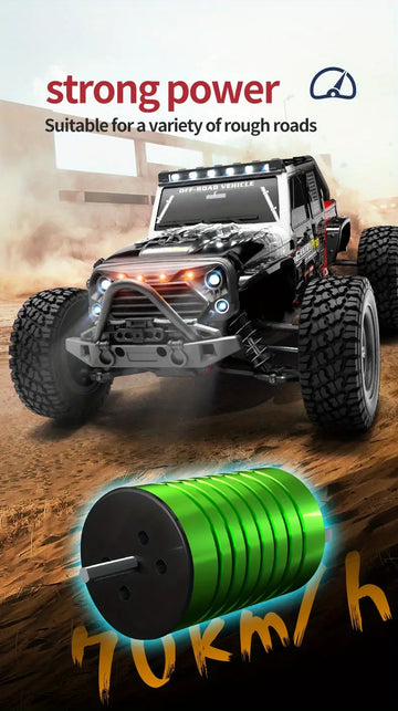 1:16 Four-wheel Drive Brushless Motor, Long-range Remote Control Big Foot Off-road Vehicle, 2.4G Remote Control 70KM Extreme Speed Simulation Sports Car